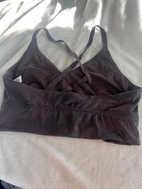 Offline by aerie Crisscross Strappy sports bra in Chocolate Brown army print